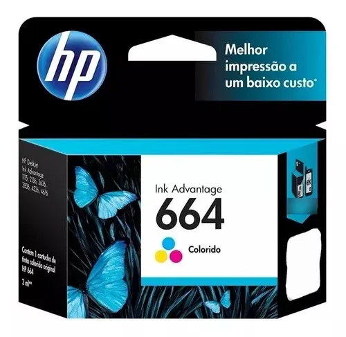 CART HP F6V28AL (#664) COL 2 ML ORIGINAL DESKJET 1115, 2135, 3635, 3775, 3835, 4535, 4675 / F6V28AL 2675