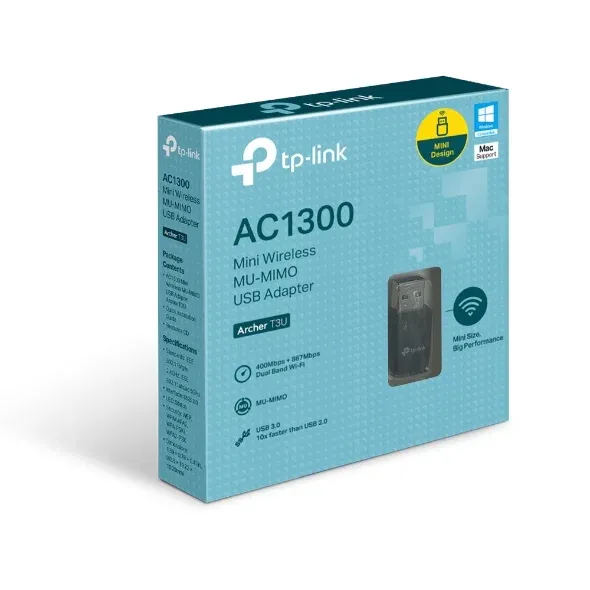 PLACA DE RED USB WIFI (ARCHER T3U)  MU-MIMO AC1300  MINI WIRELESS  - TP-LINK
(3830)