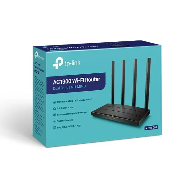 ROUTER 4 P+WIFI DUAL BAND (ARCHER C80 AC1900)  4 ANTENAS WIRELESS  - TP-LINK
(8873)