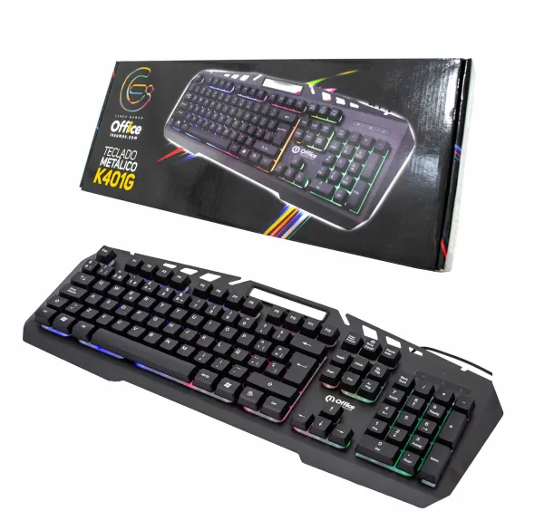 TECLADO USB GAMER  METALICO OFF-K401G RETROILUMINADO OFFICE