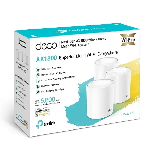 DECO X20 PACK DE 3 MESH TP LINK AX1800 WIFI GIGABIT    - TP-LINK

 (6947)