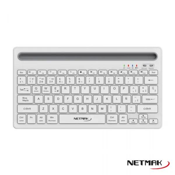 TECLADO WIRELESS BLUETOOTH 5.0 NM-KB650-W BLANCO RECARGABLE 
NETMAK