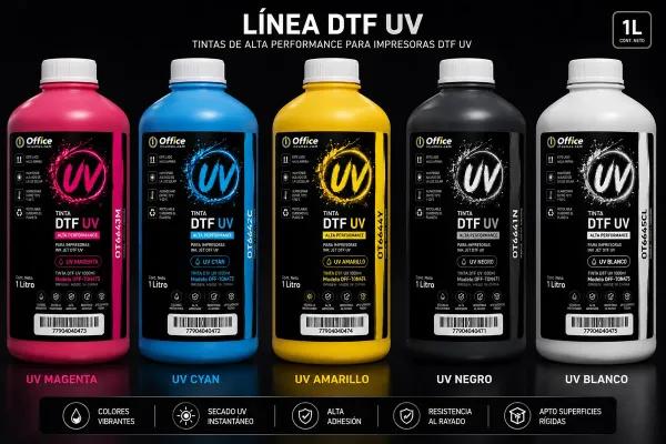 TINTA DTF UV -B- NEGRA PREMIUM 500CC - OFFICE INSUMOS (ALTA ADHERENCIA MULTISUPERFICIE)
OFF-UV471