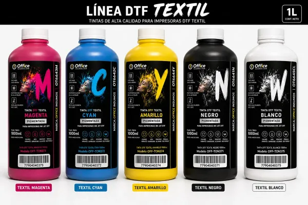 TINTA DTF TEXTIL -E- AMARILLO PREMIUM 1 LITRO PIGMENTADO OFF-TIN374