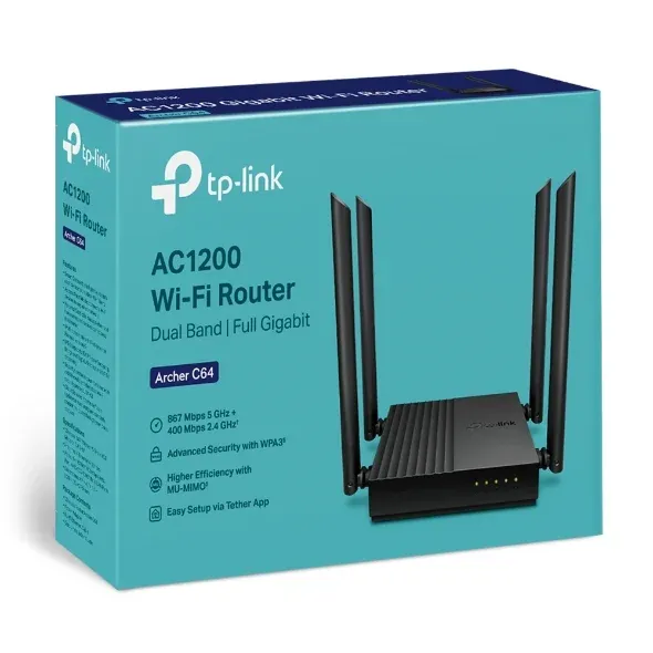 ROUTER 4 P+WIFI DUAL BAND (ARCHER C64 AC1200 WIRELESS MU-MIMO) 5G 400MBPS 4 ANTENAS WIRELESS  - TP-LINK

3217