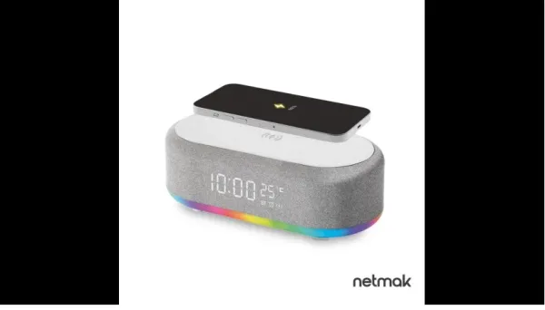 RELOJ DESPERTADOR MAS PARLANTE  CON CARGA INALÁMBRICA NM-RD12