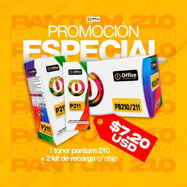 TONER ALTER PANTUM P210 + 2 KIT DE RECARGA C/CHIP COMBO PANTUM P210/P211 
P2200 P2500 M6500 M6550 M6600