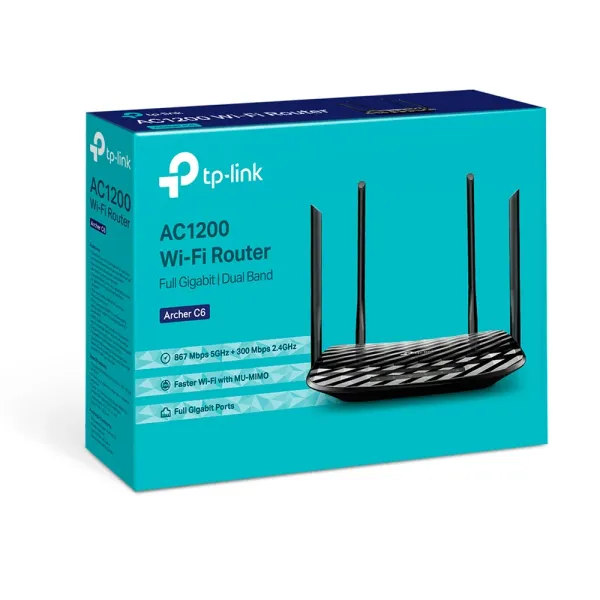 ROUTER 4 P+WIFI DUAL BAND (ARCHER C6 AC1200)  4 ANTENAS WIRELESS  - TP-LINK
(6523)