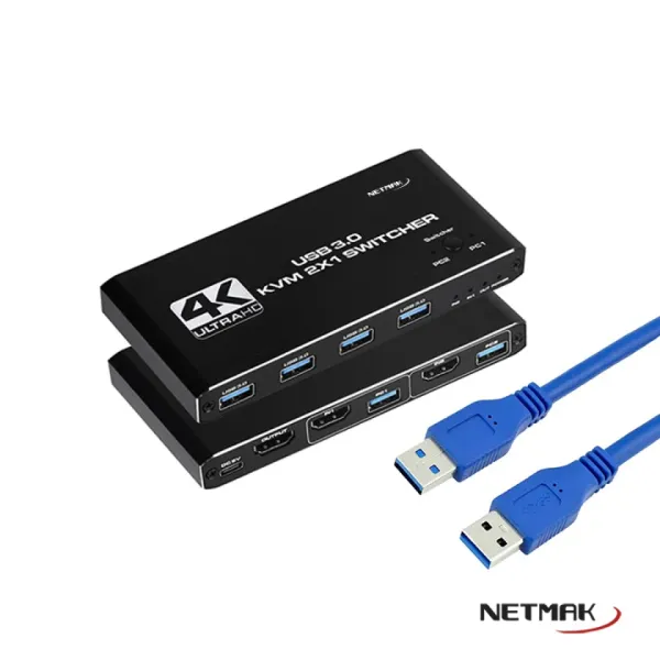 SWITCH KVM 2 PUERTOS HDMI USB 4K NM-KVM2   
NETMAK
