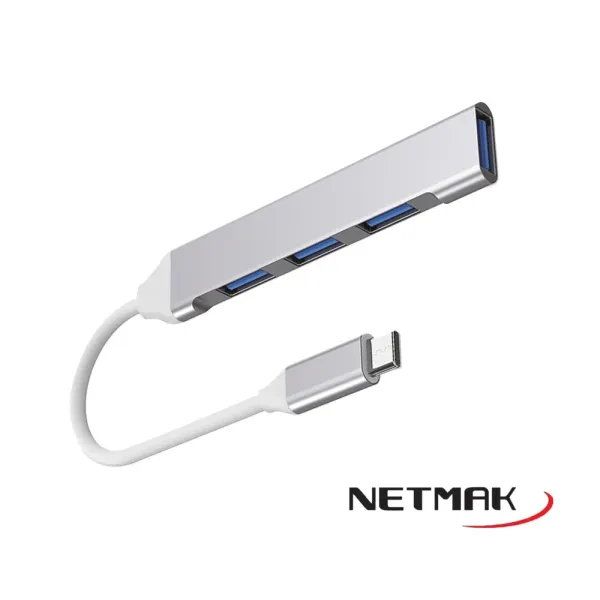 HUB ADAPTADOR TIPO C  4 EN 1 NM-AC09 (3 USB 2.0 + 1 USB 3.0) -  
NETMAK