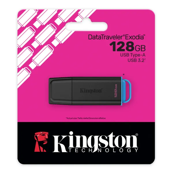 PEN DRIVE  128 GB USB USB 3.2 GEN 1 EXODIA KINGSTON
NUMERO DE PARTE: DTXG2/128GB