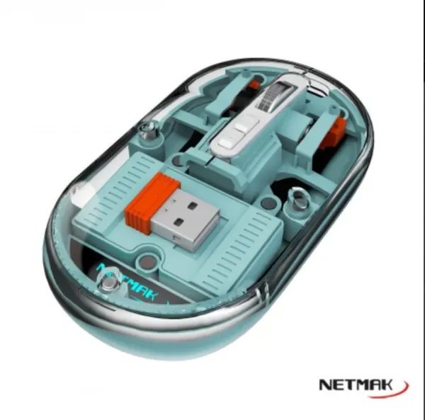 MOUSE WIRELES BLUETOOTH RECARGABLE NM-M670 TRANSPARENTE AZUL
NETMAK  BLUETOOTH
