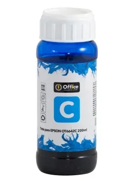 TINTA OFFICE PARA EPSON 200ML B - CYAN OT6642C 
TINTA DYE CYAN OFFICE FORMULADA PARA IMPRESORAS EPSON DE INYECCIÓN DE TINTA. 
FLUJO ESTABLE, SECADO RÁPIDO Y COMPATIBILIDAD CON CABEZALES EPSON INKJET, IDEAL PARA USO DIARIO Y RECARGAS SEGURAS.