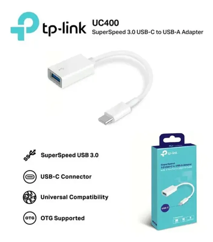 Adaptador Tp-link Uc400 Usb-c 3.0 A Usb-a Super Rápido Otg