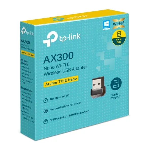 PLACA DE RED USB WIFI (ARCHER TX1U NANO  AX300 WIFI 6 DUAL BAND)   WIRELESS  - TP-LINK 

7367