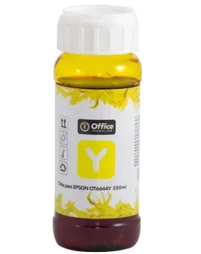 TINTA OFFICE PARA EPSON 200ML D - AMARILLO OT6644Y 
TINTA DYE AMARILLO OFFICE FORMULADA PARA IMPRESORAS EPSON DE INYECCIÓN DE TINTA. 
FLUJO ESTABLE, SECADO RÁPIDO Y COMPATIBILIDAD CON CABEZALES EPSON INKJET, IDEAL PARA USO DIARIO Y RECARGAS SEGURAS