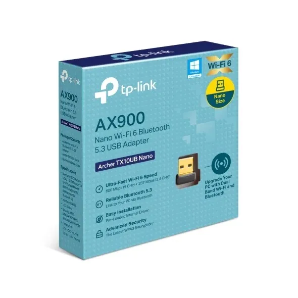 PLACA DE RED USB WIFI + BLUETOOTH ARCHER TX10UB NANO WI-FI 6Y BLUETOOTH 5.3  AX900,  USB - TP-LINK
4526