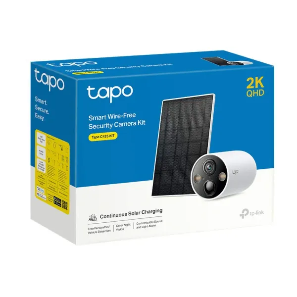 CAMARA IP EXTERIOR WIFI TAPO C425 KIT CON BATERÍA RECARGABLE Y PANEL SOLAR