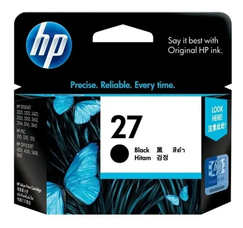 Cartucho Original Hp 27 C8727a Negro Garantia 12 Meses