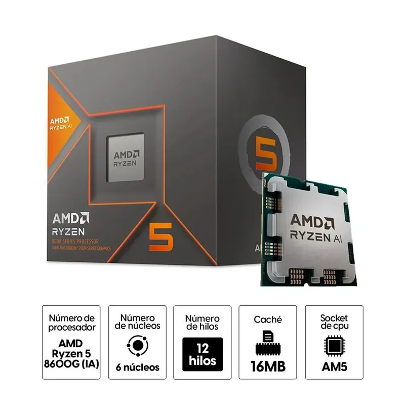 Procesador AMD Ryzen 5 8600G 6 cores 5GHz AM…