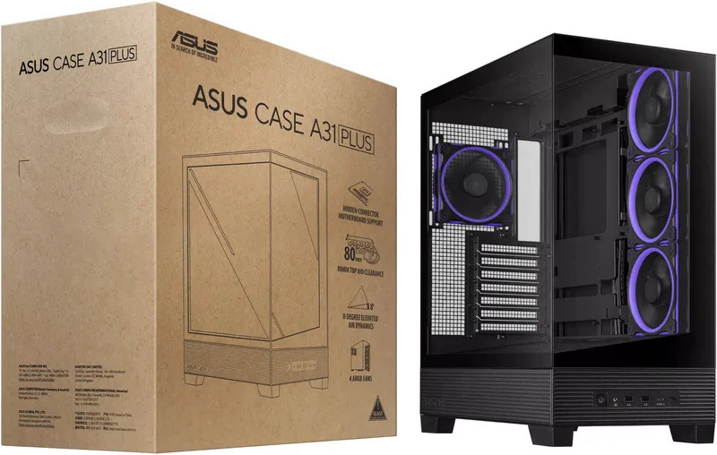 ASUS A31 PLUS Mid Tower ATX Computer Case, 4x 120mm ARGB Pre Installed ...