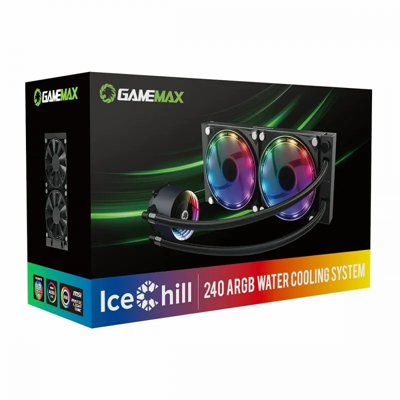 GameMax Ice Chill 240mm ARGB AIO Water Cooler Liquid Cooling System …