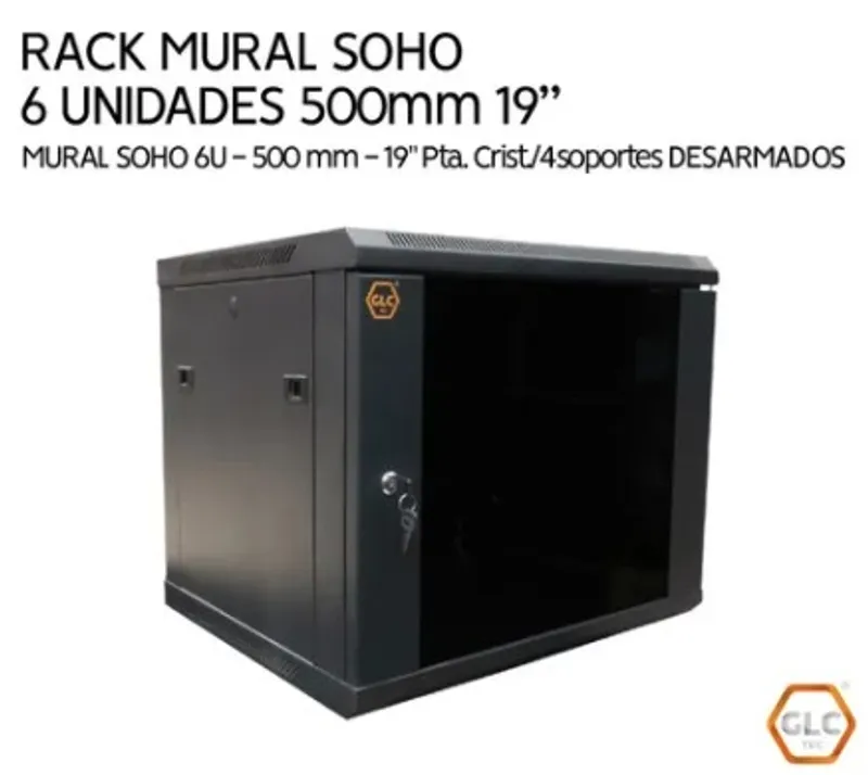 Mini Rack Mural-6U500 Glc 6U - 500Mm - 19 Con Puerta Cristal ...