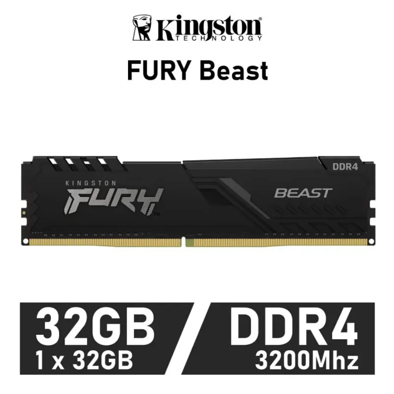 Kingston Fury Beast 32GB DDR4 3200 Black CL16 1.35v KF432C16BB/32 …