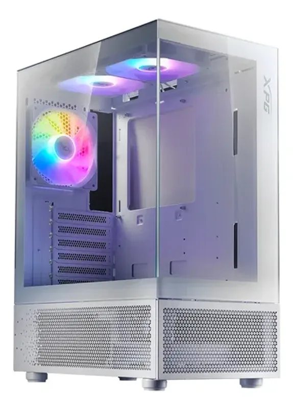 Gabinete Mid Tower Xpg Invader X Mini 5 Fan Argb Vidrio Templado White