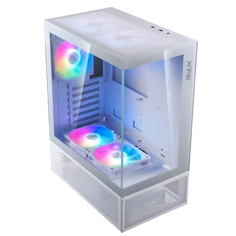 Gabinete Mid Tower Xpg Invader X Mini 5 Fan Argb Vidrio Templado White