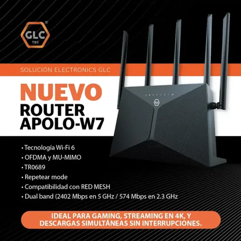 Glc Dual-band Mesh Wifi6 Router Apolo W7 Gaming- Streaming