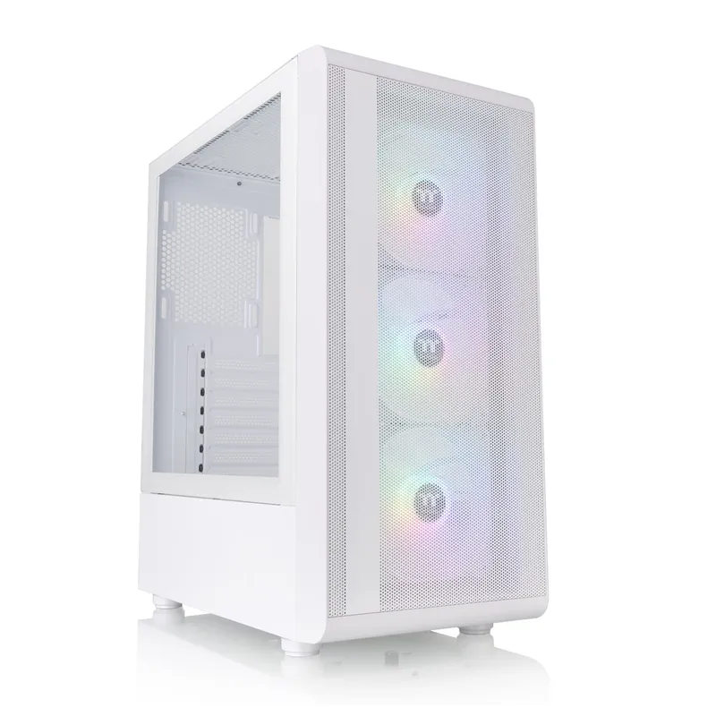 GABINETE GAMER THERMALTAKE S200 MID TOWER TG FAN X3 ARGB SNOW WHITE