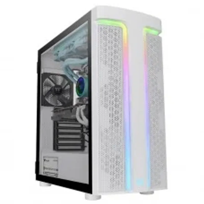 Gabinete Gamer Thermaltake H590 TG Snow ARGB, Mid Tower, Vidro Temperado, White, E-ATX, Sem Fonte, Com 2 Fans, CA-1X4-00M6WN-00