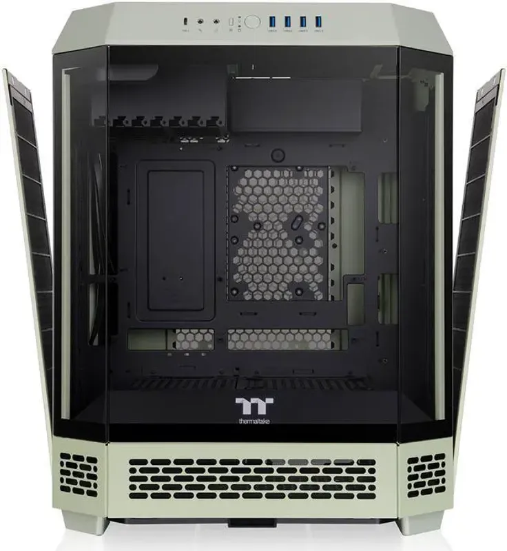 Alt view image 3 of 20 - Thermaltake Tower 600 Matcha Green Mid-Tower ATX Case; 3 Tempered Glass Panels; Hidden-Connector Motherboard Support; Rotational PCI-e Slots; CA-1Z1-00MEWN-00