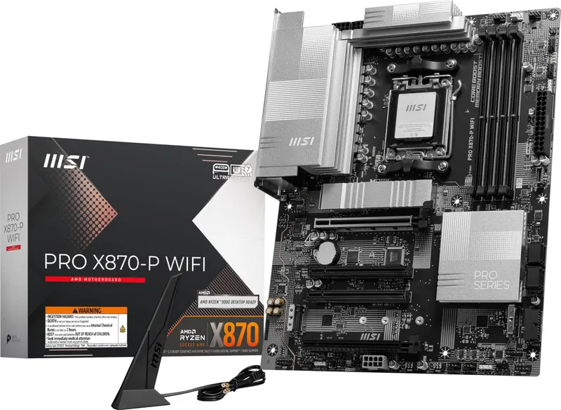 MSI PRO X870-P WiFi V1 ProSeries Motherboard (AMD Ryzen 9000/8000/7000 Series Processors, AM5, DDR5, PCIe 5.0, M.2 Gen5, SATA