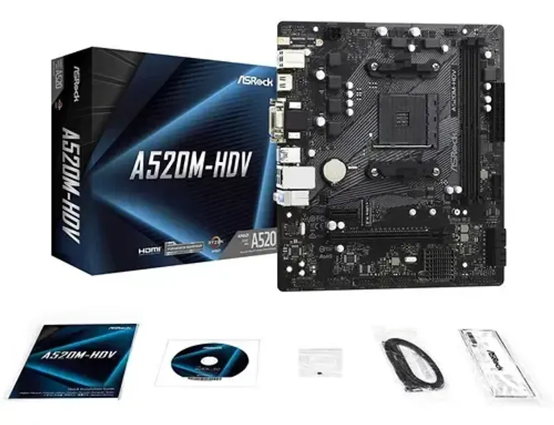 Motherboard Amd Asrock A520m Ryzen Ddr4 Hdmi Am4 Micro Atx Negro